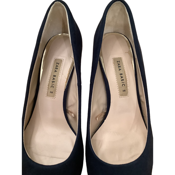 ZARA BASIC COLLECTION  PUMP WITH GOLD HAMMERED HEEL US 7 EU 38 - Picture 5 of 8